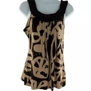 Heart Soul Women's Sleeveless Brown Pleated Neckline Tank Top Size Medium